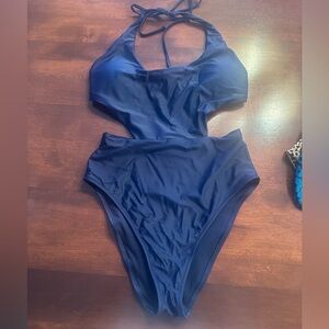 Aerie Cut Out One Piece Blue Swimsuit